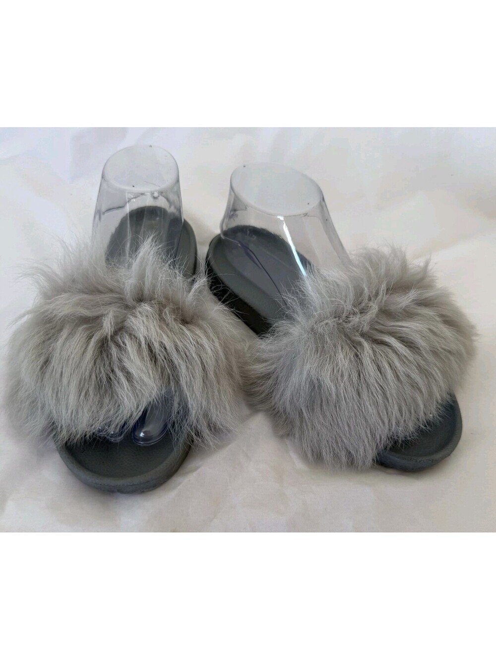 UGG Royale Fur Slide Sandals Size 6 Seal Grey Toscana Sheepskin